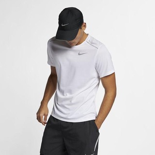 Top Nike Dri-FIT Miler Maneca Scurta Running Barbati Albi | QLIC-79501